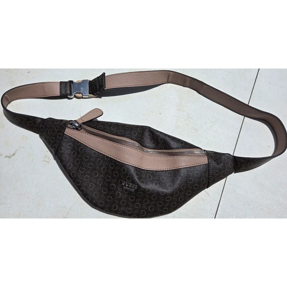 Guess Logo Print Belt Bag / Fanny Pack – Brown & Tan